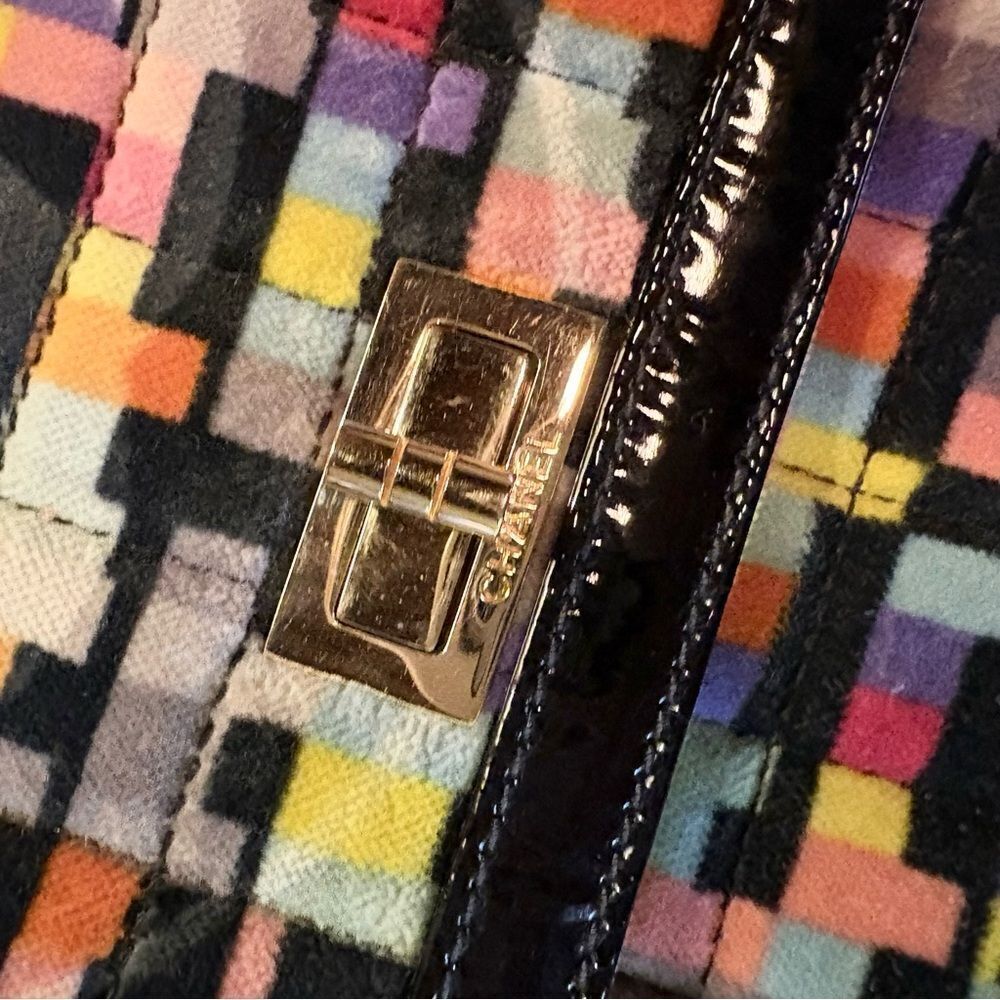 CHANEL Multicolor Mademoiselle Velvet Shoulder Bag, Patent Trim & CC Turn-Lock - Picture 5 of 16